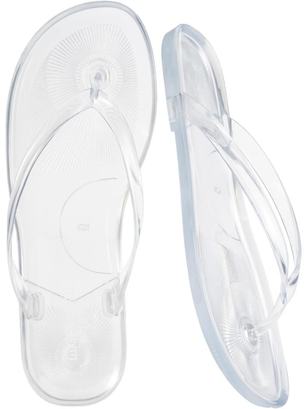 Women's White Non Slip Splash Flexible Transparent Jelly Thong Flip Flop Sandal